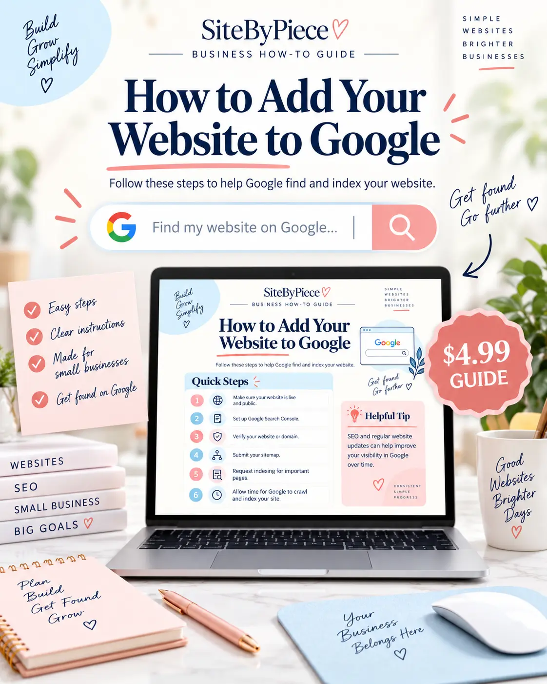 How to Add Your Website to Google digital PDF guide by SiteByPiece