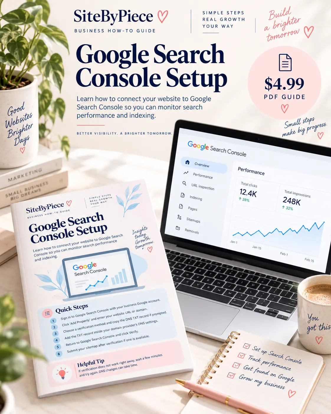 Google Search Console Setup digital PDF guide by SiteByPiece
