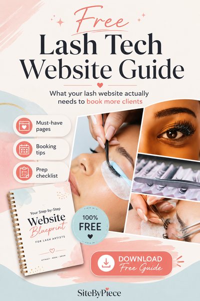 Cover of the free SiteByPiece Lash Tech Website Guide