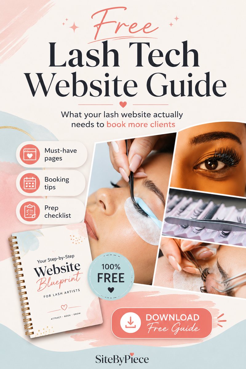 Cover of the free SiteByPiece Lash Tech Website Guide