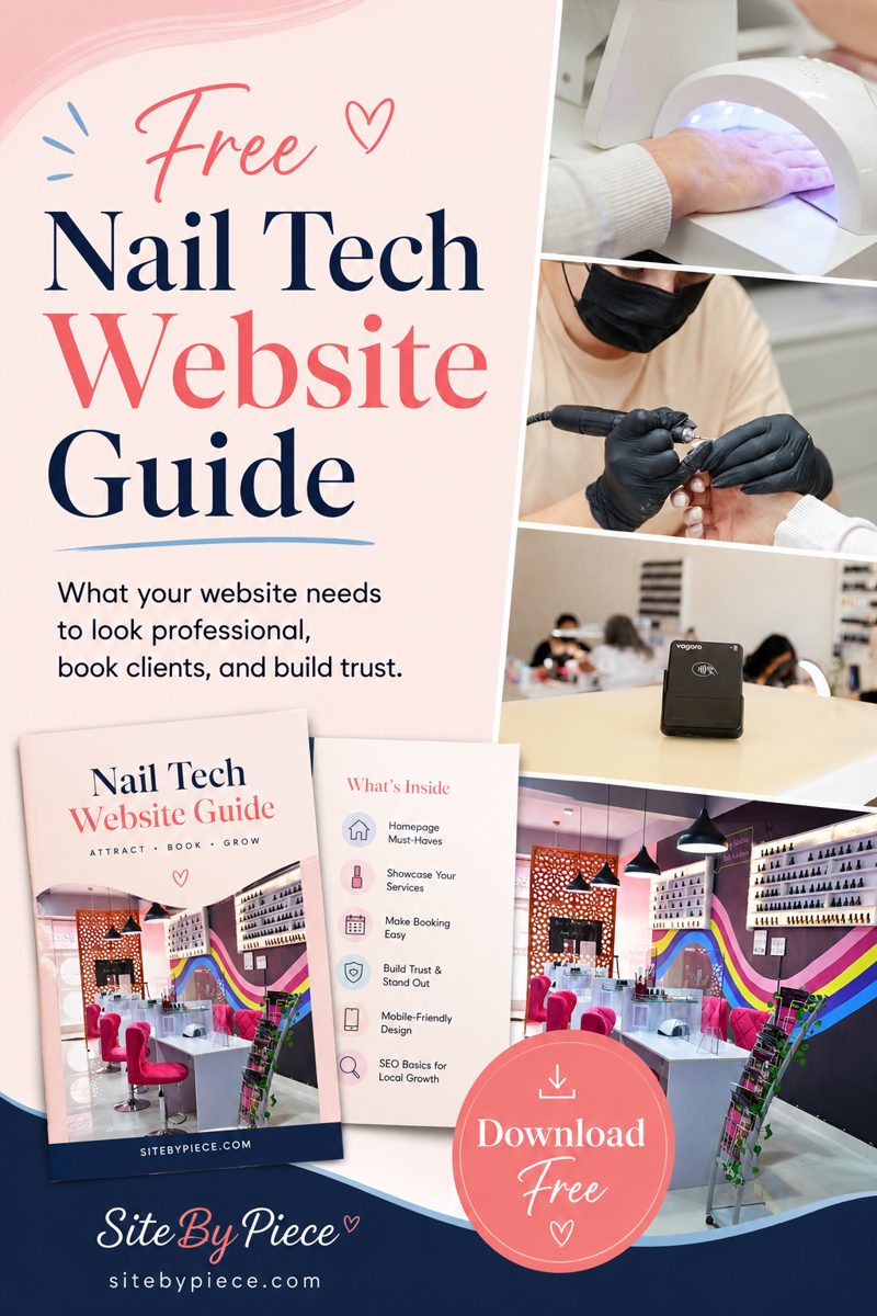 Cover of the free SiteByPiece Nail Tech Website Guide