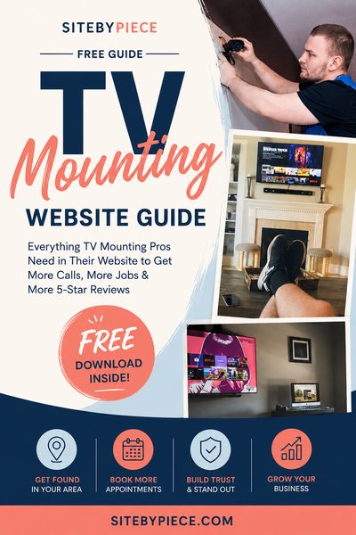 Free TV Mounting Website Guide by SiteByPiece with website, booking, service area, and local SEO tips for TV mounting businesses.